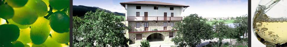 Winery façade and txakoli glasses